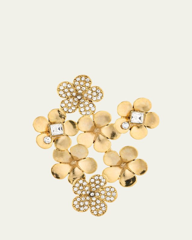 Multi Flower Crystal Brooch